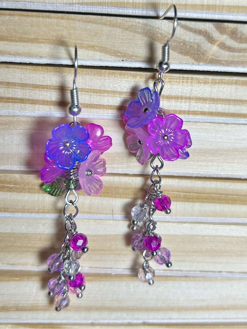 3/$25 Purple Pink Floral Dangle Earrings